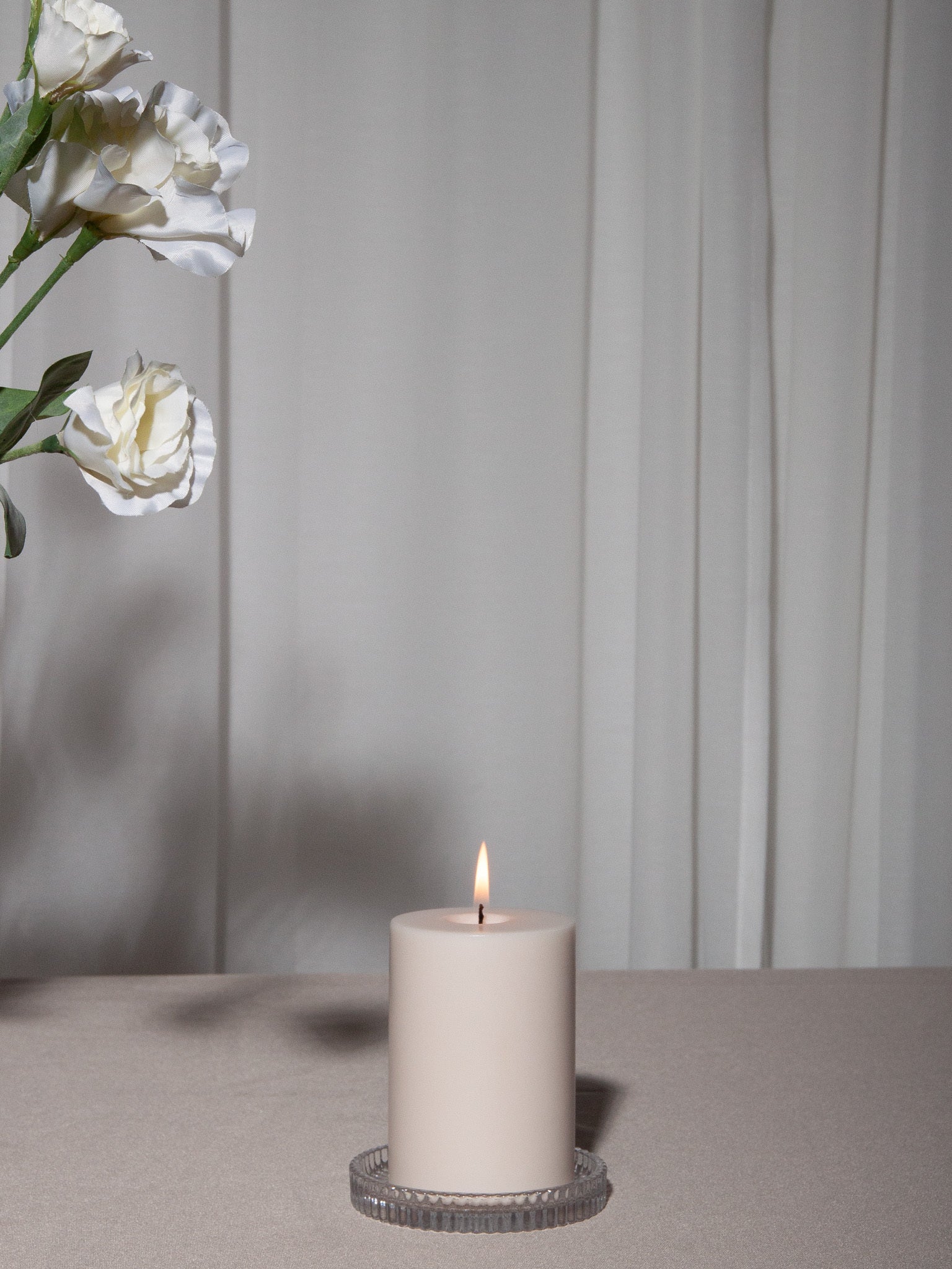 Vintage Glass Plate Pillar Candle Holder